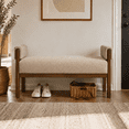 thumbnail image 1 of Usaint Soft Upholstered Chenille Ottoman Bench with Padded Armrests, Solid Wood Legs for Entryway, Bedroom End of Bed, Living Room, Brown, 1 of 9