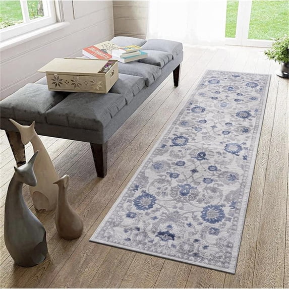 Usak Collection 2' x 8' Ivory/Beige Oriental Distressed Non-Shedding Area Rug