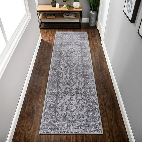 Usak Collection 2' x 8' Ivory/Sand Oriental Distressed Non-Shedding Area Rug