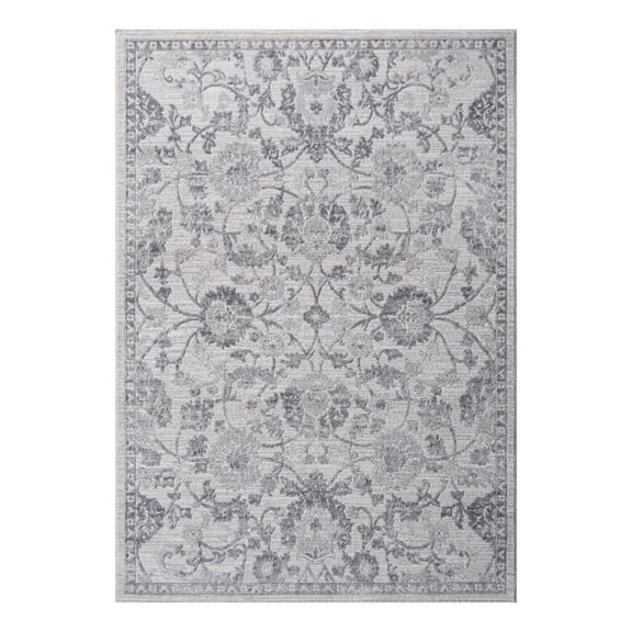 Usak Collection 5' x 7' Gray/Silver Oriental Distressed Non-Shedding Area Rug