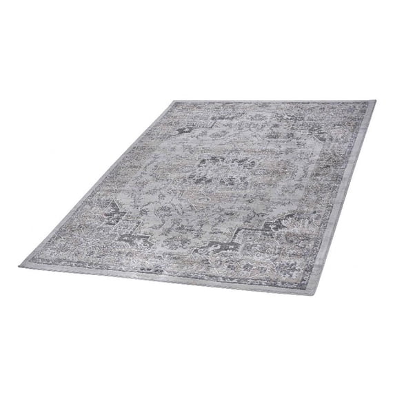 Usak Collection 5' x 7' Ivory/Beige Oriental Distressed Non-Shedding Area Rug