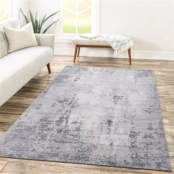Usak Collection 7' x 10' Gray/Blue Oriental Distressed Non-Shedding Area Rug