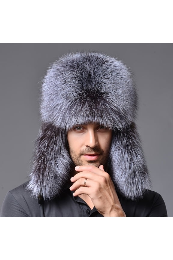 Usaka Hat, Men's Aviator Hat, Russian Fur Hat, Faux Fur Warm Thick Knitted Hat