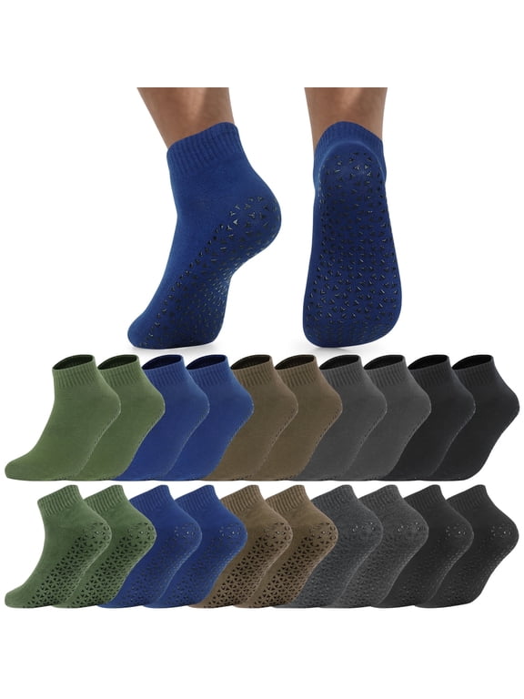 10 Pairs Mens Grip Socks Non Slip Yoga Pilates Trampoline Sports Socks for Men Size 10-13