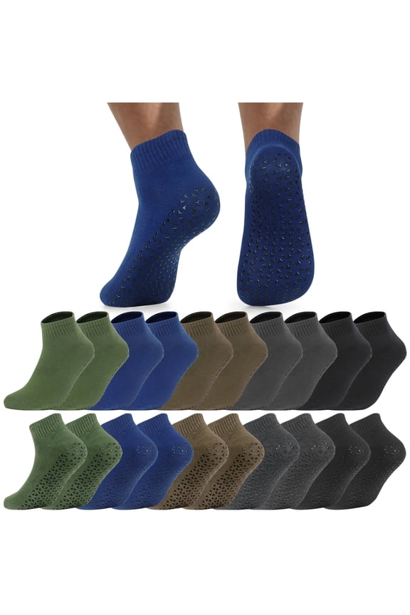 10 Pairs Mens Grip Socks Non Slip Yoga Pilates Trampoline Sports Socks for Men Size 10-13