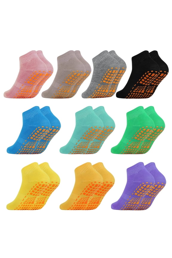 10 Pairs Unisex Non Slip Yoga Socks Trampoline Socks Grip Slipper Socks Pilates Socks Sports Socks Gym Socks for Men Women Size 9-11