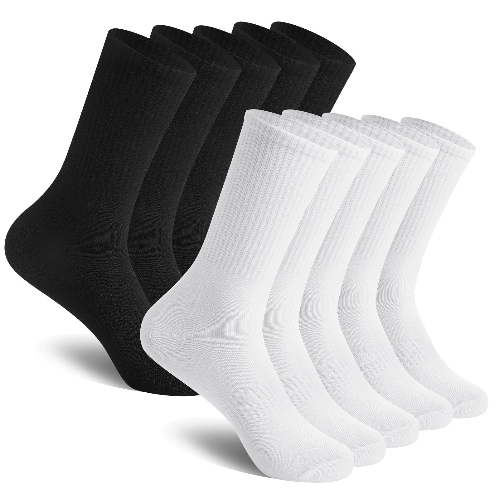 10 Pairs Womens Crew Socks Lightweight Casual Athletic Socks Running Hiking Long Socks for Women Size 6-11