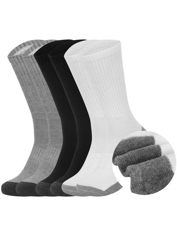 12 Pairs Mens Cushion Crew Socks Sports Work Socks Athletic Crew Socks for Men Size 10-13