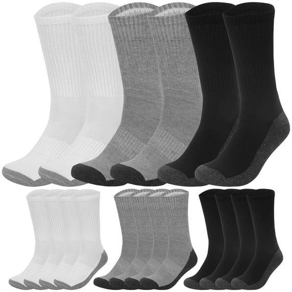 Usavemo 12 Pairs Mens Cushion Crew Socks Sports Work Socks Athletic Crew Socks for Men Size 10-13