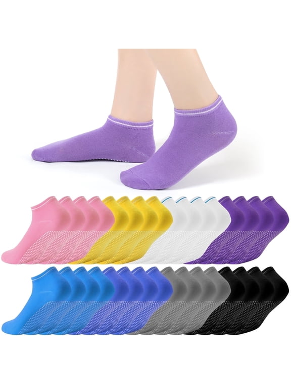 16 Pairs Grip Socks Pilates Socks Non Slip Yoga Socks Anti Skid Workout Hospital Socks for Women Size 6-9