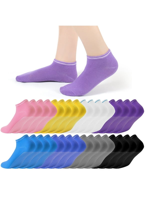 16 Pairs Grip Socks Pilates Socks Non Slip Yoga Socks Anti Skid Workout Hospital Socks for Women Size 6-9
