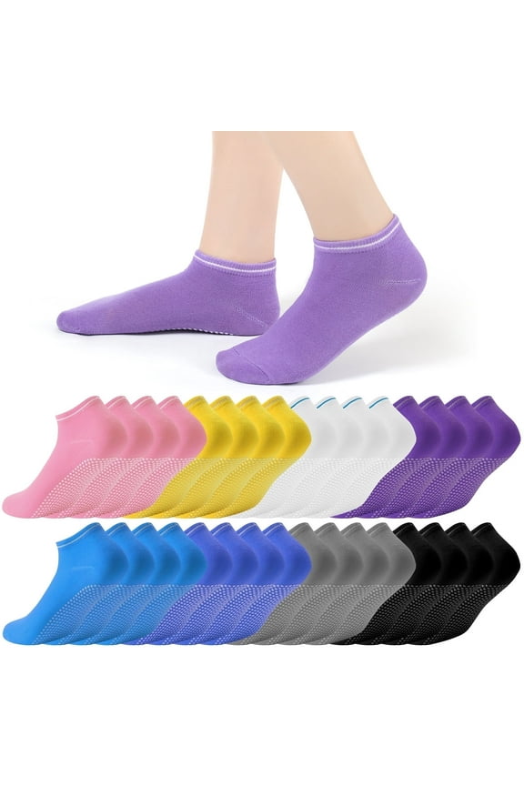 16 Pairs Grip Socks Pilates Socks Non Slip Yoga Socks Anti Skid Workout Hospital Socks for Women Size 6-9
