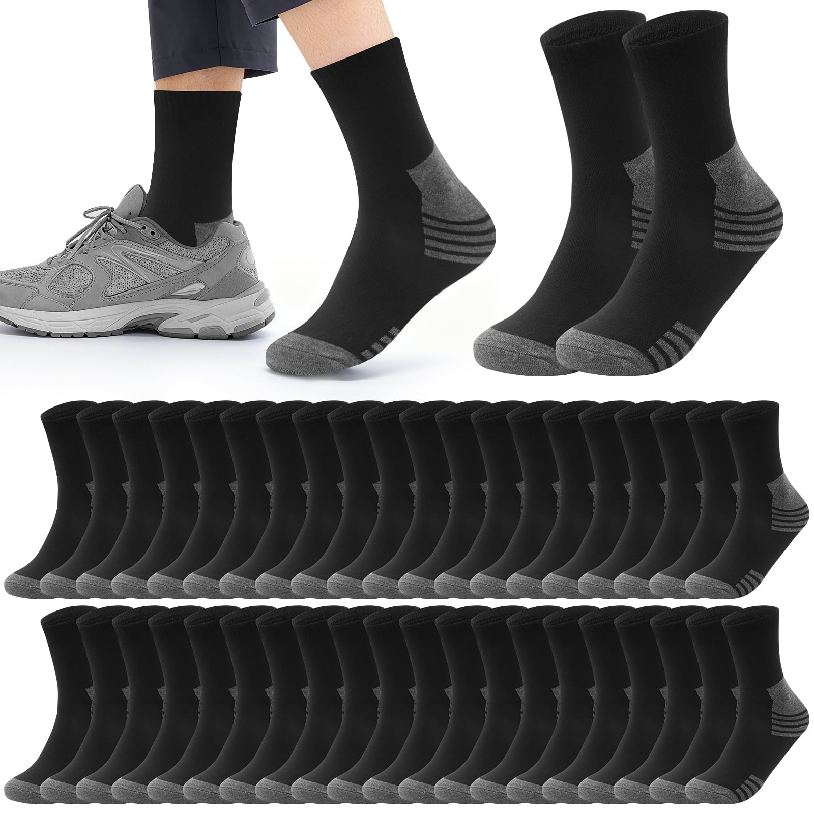 Usavemo 20 Pairs Mens Plus Size Socks Casual Socks Athletic Ankle Socks for Men Size 13-15