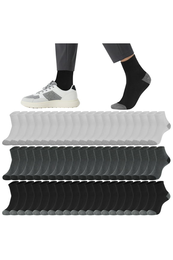 30 Pairs Mens Quarter Socks Lightweight Casual Socks for Men Size 10-13