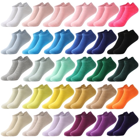 30 Pairs Womens Low Cut Ankle Socks Colorful Socks Dopamine Color Socks with Tab for Women Size 9-11