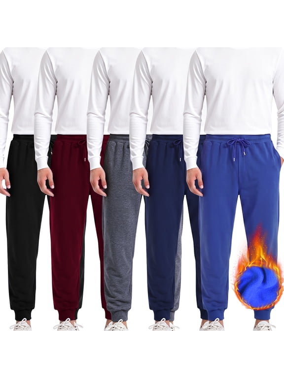 5 Pack Mens Fleece lined Sweatpants Jogger Sweatpants for Men Size L