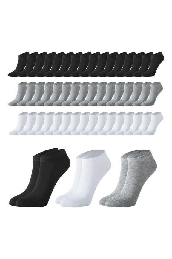 60 Pairs Ankle Socks Low Cut Ankle Socks Breathable Casual Socks Bulk Pack for Men Women Unisex Size 9-11