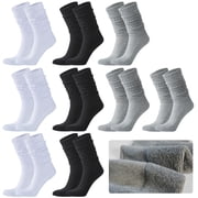 Usavemo 9 Pairs Slouch Socks Cotton Cushion Boot Socks Scrunch Socks Stacked Socks Leg Warmer for Women Size 9-11