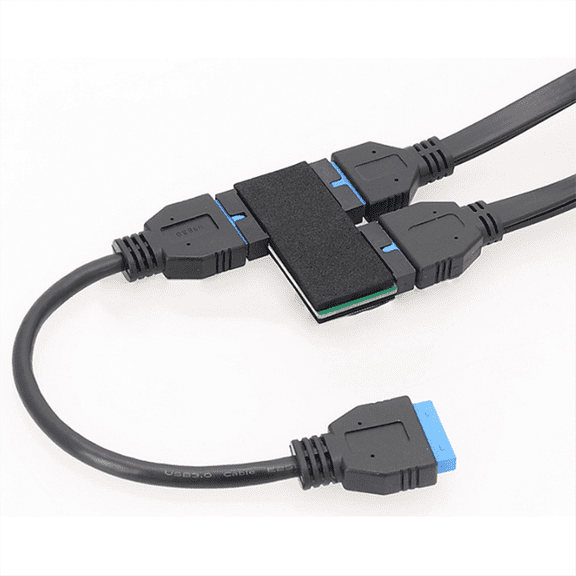 Usb 3.0 19Pin 1 to 2 HUB with Chip and Modular Cable Design USB 19Pin HUB Motherboard 19Pin USB3.0 Data Extension Cable,1 * Connecting line