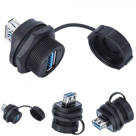 Usb 3.0 Female Socket Panel Mount Adapter Waterproof Connector Ip66/Ip67 for Industrial Equipment
