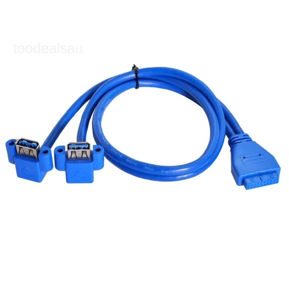 Usb 3.0 Front Panel Header 19/20Pin 1 Male To 2 Female Blue