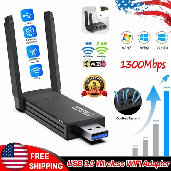 Usb 3.0 Wireless Wifi Adapter 1300Mbps Long Range Dongle Dual Band Network Usa