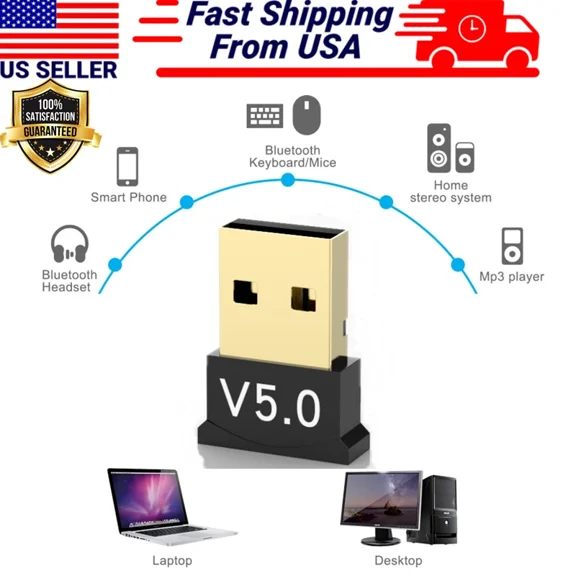 Usb Bluetooth 5.0 Wireless Audio Music Stereo Adapter Dongle Receiver For Tv Pc