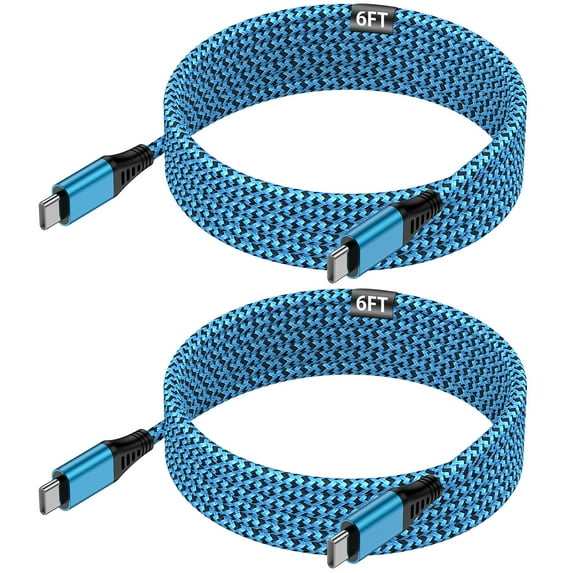 Usb C Cable,HopePow 2pack 6ft Usb C to Usb C Cable 3A Super Fast Charger Long Type C Charger Nylon Braided Type C USb Charging Cable Usb C for Samsung High Speed Android Phone Charger Cord Type C