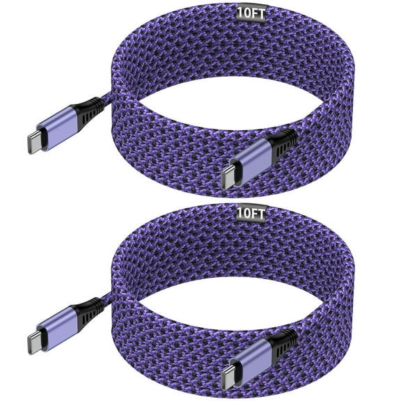 Usb C Cable,HopePow 2pcs 10ft Usb C to Usb C Cable 3A Nylon Braided Super Long Type C Charger Fast USb Charging Cable 10 Feet Usb C for Samsung High Speed Android Phone Charger Cord Type C