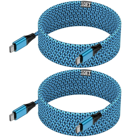 Usb C Cable 10ft,HopePow 2pack Usb C to Usb C Cable 10ft Nylon Braided Super Long Type C Charger Fast USb Charging Cable 10 Feet Usb C for Samsung High Speed Android Phone Charger Cord Type C,Blue