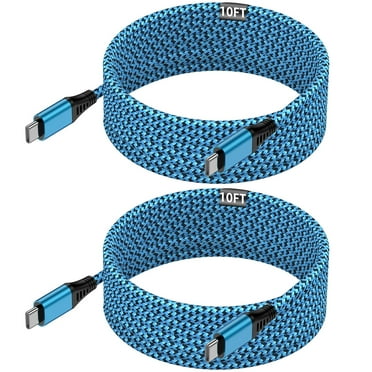 Usb C Cable,HopePow 2pcs 10ft Usb C to Usb C Cable 3A Nylon Braided Super Long Type C Charger Fast USb Charging Cable 10 Feet Usb C for Samsung High Speed Android Phone Charger Cord Type C