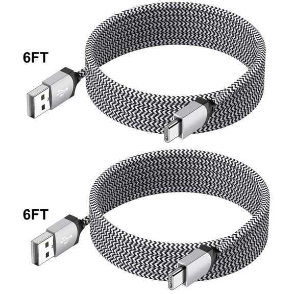 Usb C Cable,HopePow 2pcs 6ft Usb A to Usb C Cable Cord 3A Super Fast Charger Long Type C Charger Nylon Braided Type C USb Charging Cable Usb C for Samsung High Speed Android Phone Charger Type C