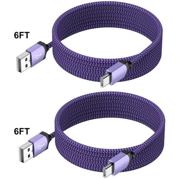 Usb C Cable,HopePow 2pcs 6ft Usb A to Usb C Cable Cord 3A Super Fast Charger Long Type C Charger Nylon Braided Type C USb Charging Cable Usb C for Samsung High Speed Android Phone Charger Type C