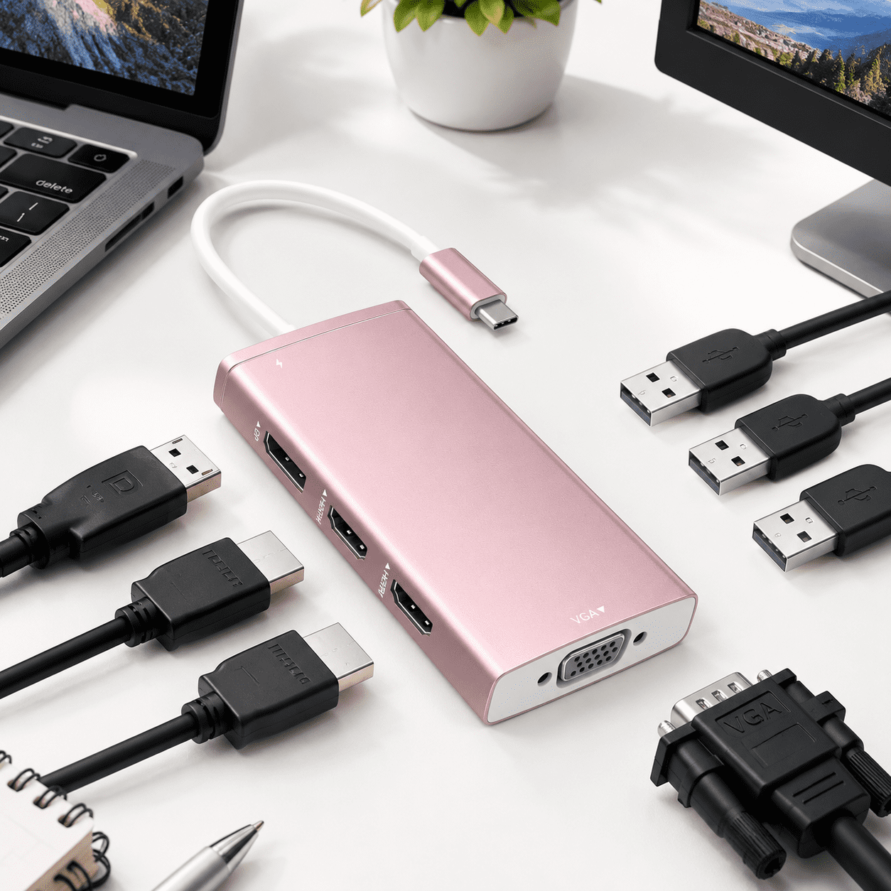 Usb Multi Display Usb C Docking Station Dual Monitor For Laptop 3 Monitors - Walmart.com