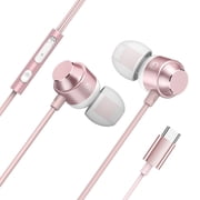 Usb C Headphones Wired Earbuds,AILKIN Magnetic Type C Wired Earphones in-Ear with Mic Microphone Noise Canceling Type C Earbuds for Android Compatible with iPhone 15/16/17 Headphones Wired,Rose