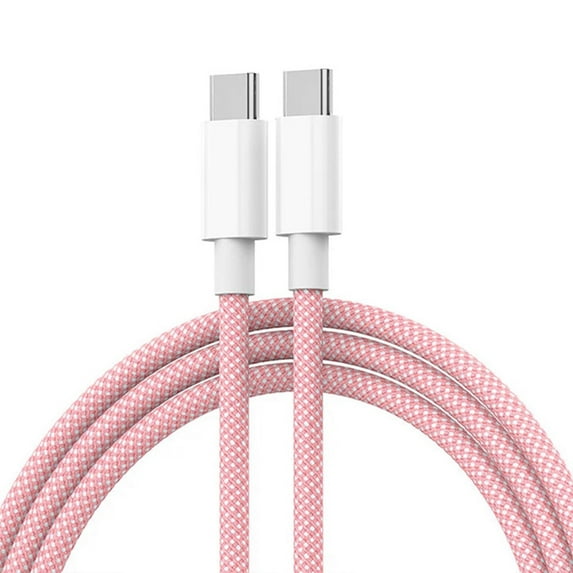 Usb C to Type C Fast Charging PD 60W Mobile Phone Date Cable For Iphone15 Android Samsung Huawei Type C Braided Charger Cable Pink 3m
