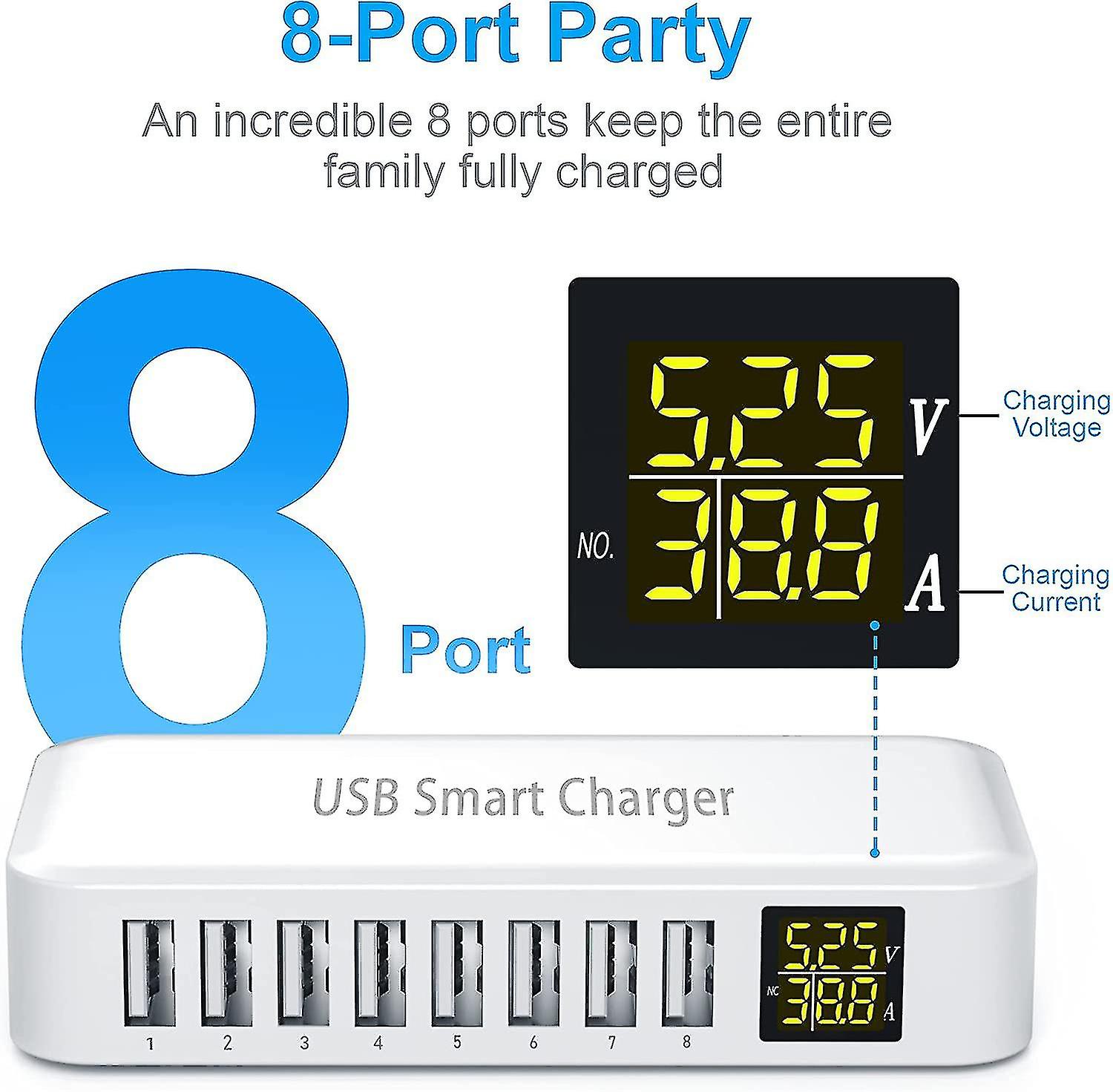 Usb Charger, 8-port Portable Multi Usb Charger Multiple Usb Socket ...