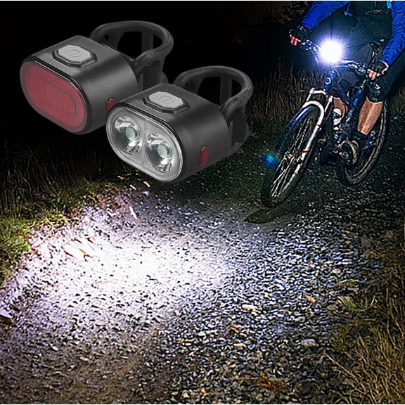 Usb Charging Front and Tail Light, Outdoor Bicycle Safety Light for Night Riding, Christmas Stocking Stuffer for Cyclists, Bike Accessory for Commuting and Family Gatherings, Front Door Akmoler