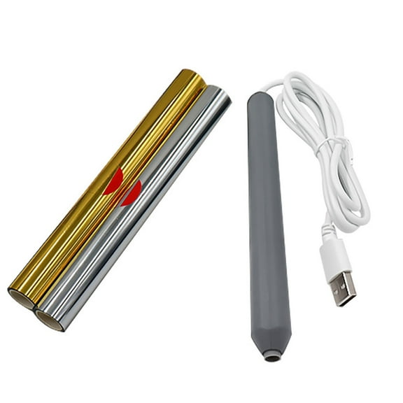 Usb Charging Hot Foil Stamping Pen Diy Craft Tool With 4 Heating Tips And 2 Transfer Papers For Gift Wrapping 1 Set Weighs Approximately 0.29 Lbs