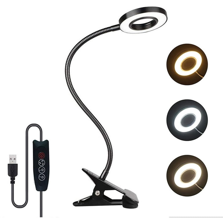 Lepro Clip on Desk Lamp LED Reading light Dimmable USB Clamp Lamp