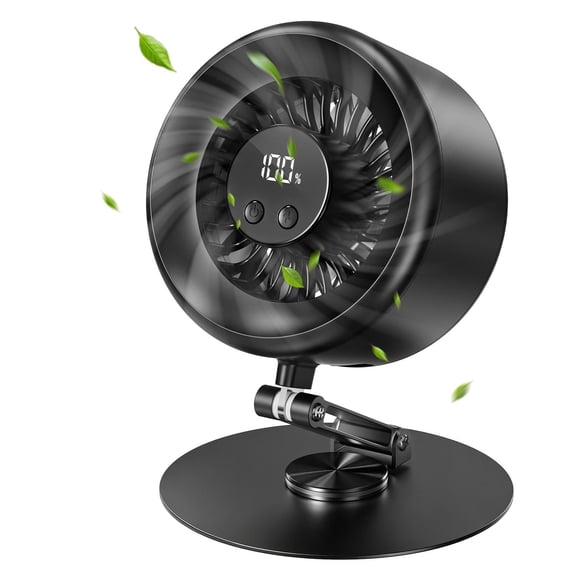 Alichome Desk Fan, Rechargeable Air Circulator Fan with Turbo Airflow, 5 Speeds, Digital Display, Metal-Stand Table Fan with 360° Rotation and 180° Tilt Adjustment, Suitable for Home, Office, Travel