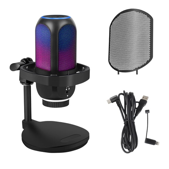 Usb Desktop Condenser Microphone With Noise Reduction Shock Mount For Podcast Recording Streaming Voice Over On Pc