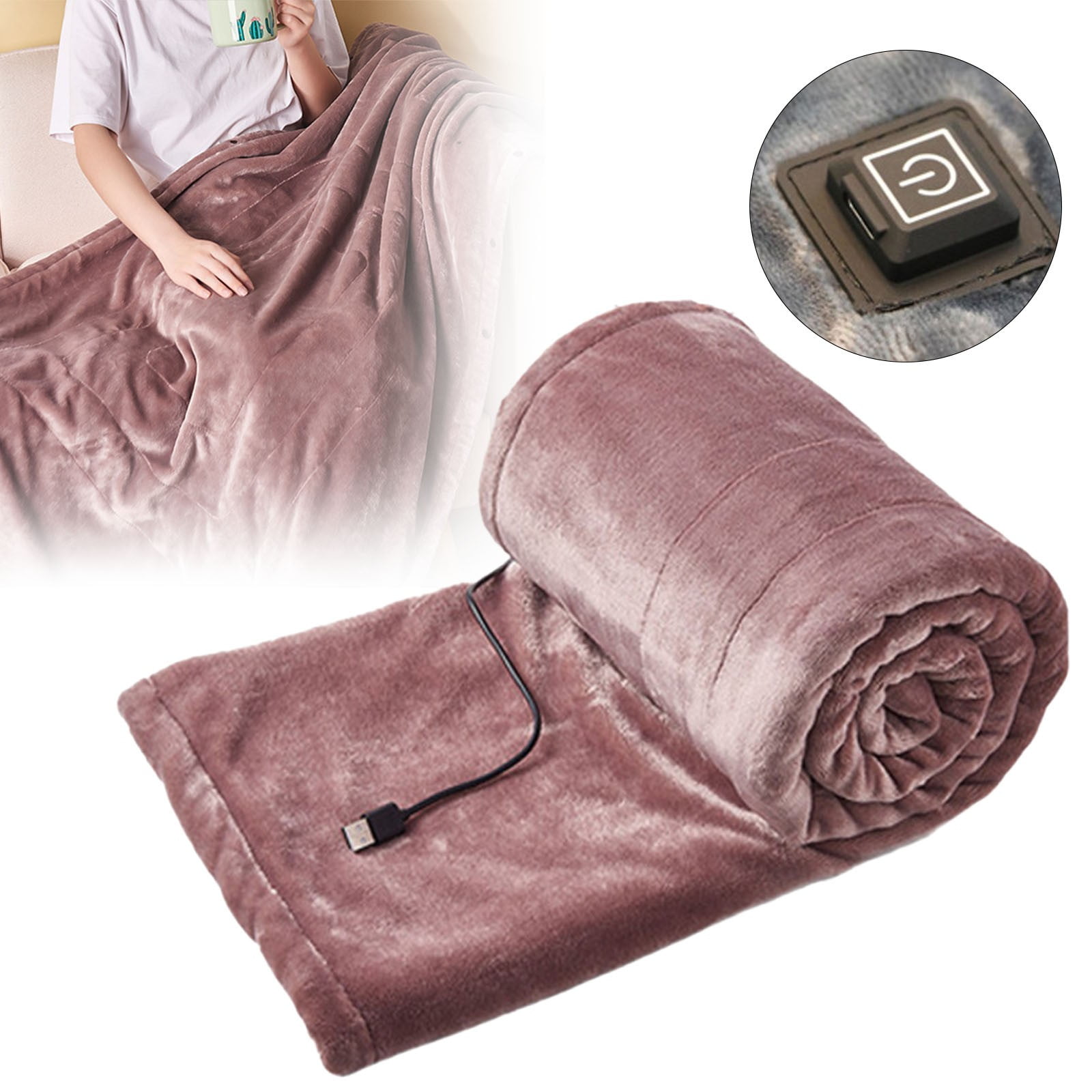 Usb Electric Blanket Cozival Usb Electric Heated Blanket, 39X31 Inch Throw, 3 Heat Settings with Auto Shut-Off, Machine Washable Cordless for Indoor and Camping, Throw Heated Camping, Pink