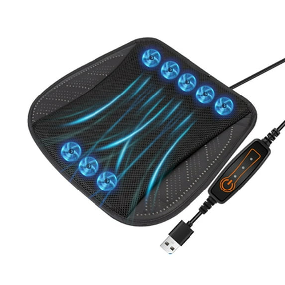 Usb Fan Cushion With Eight Black Fans Polyester Seat Cushion Colro:BK2 Material:Cotton