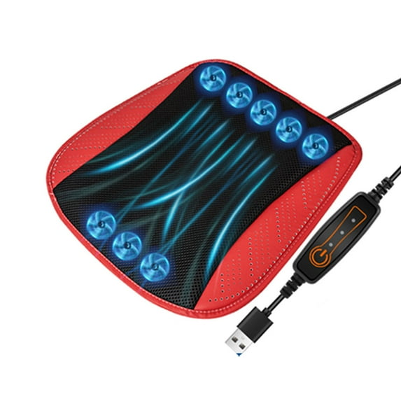 Usb Fan Cushion With Eight Red Fans Polyester Seat Cushion Colro:RD2 Material:Cotton