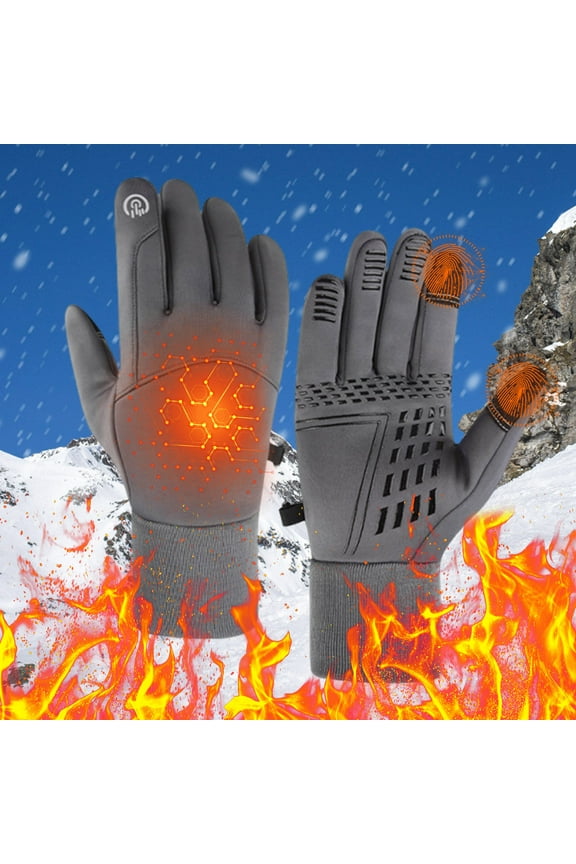 Winter Fleece Full Finger Gloves, Warm Touchs Screen Outdoor Windproof Non-Slip Gloves, Ski Bike Riding Winter Gloves