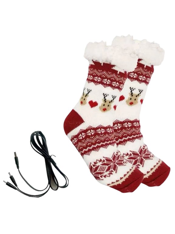Usb Heated Socks Machine Washable Warm Foot Socks With Foldable Design For Indoor Home Use And Cold Nights,30X15X4Cm