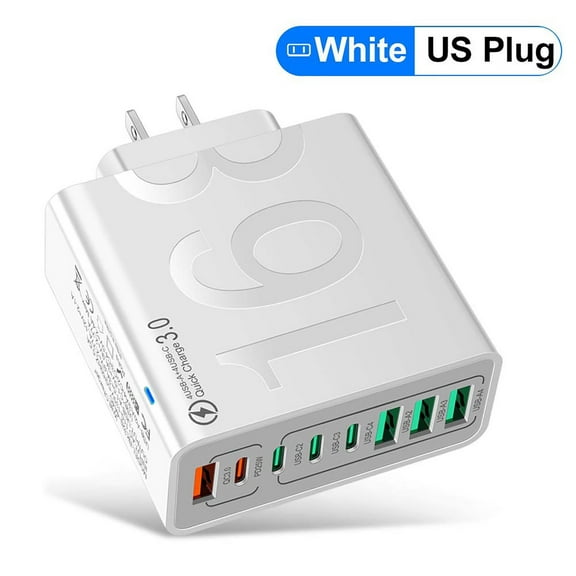 Usb Hub Fast Charger 8-port Multi-interface Charging Station with 4 Usb-c and 4 Usb-a Ports for Laptop, Tablet, Phone, White, 1 Pc