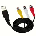 thumbnail image 1 of Usb Male To 3 Rca Av Audio Video 5Ft Cable Adapter For Tv Hdtv Dvd 1080P Us, 1 of 5