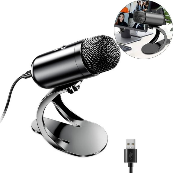 Peduu USB Microphone, Desktop Podcast Mic with Mute Button, 360 ...